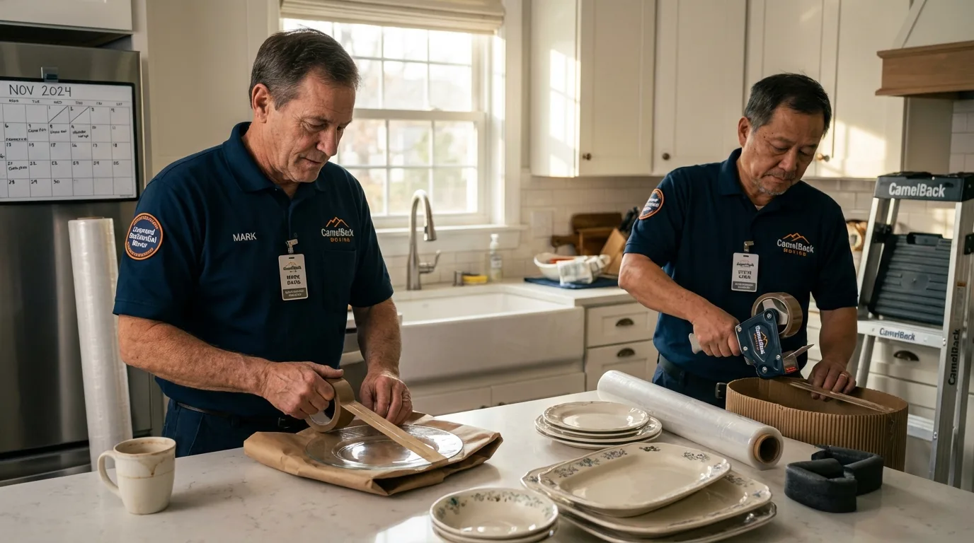 Professional crew packing kitchen dishware in Alexandria, VA